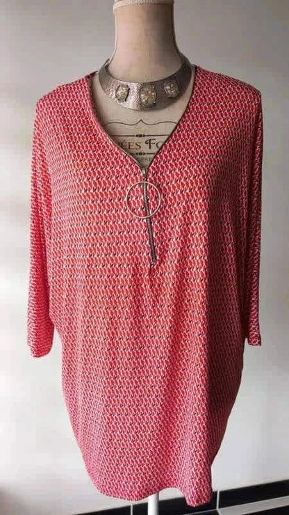 Magnifique tunique rouge et noir de la marque Gémo taille XL