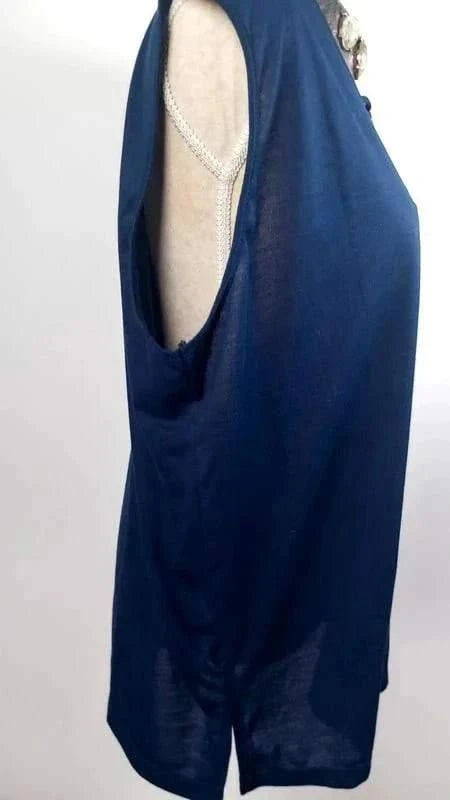 Tunique bleu marine col en v strass 3XL 50/52