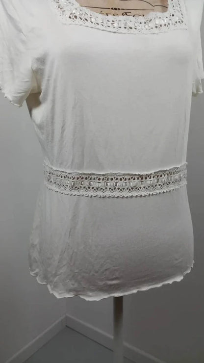 Haut Romantique Agnès Flo Blanc - Taille 44/46 - Très Bon État