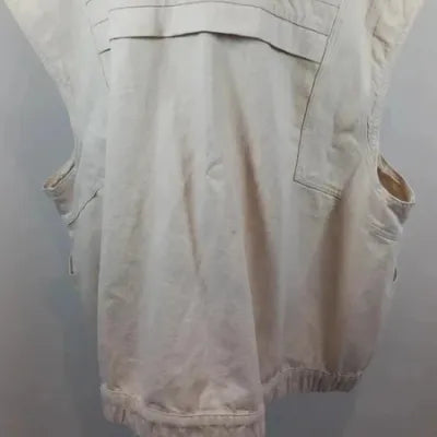 KIABI Plus Size 58/60 Cream Cotton Asymmetrical Sleeveless Gilet / Jacket