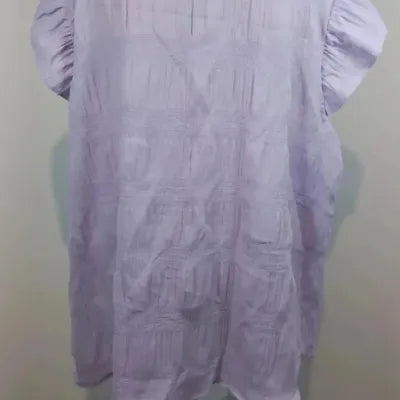 Chemisette Cache-Cœur Lilas Manches Volants – Grande Taille 5XL – Neuve