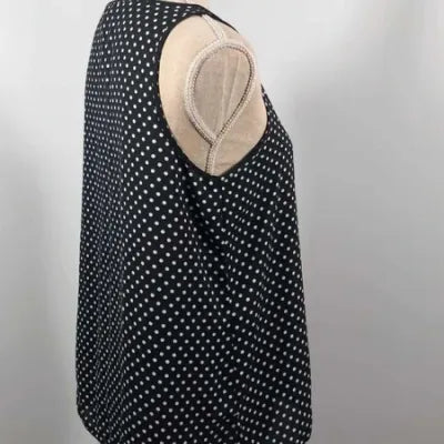 Atmosphere Sleeveless Top – White/Black Polka Dot Print – Chic Retro Style