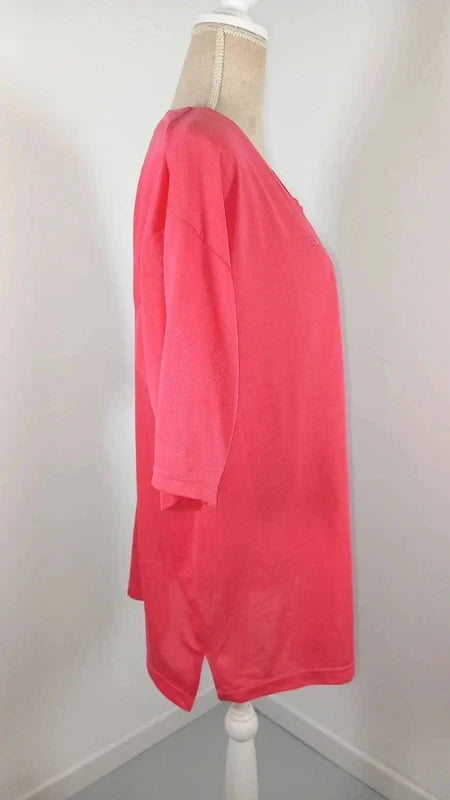 Lovely Coral/Pink Short Sleeve T-shirt - "Hoang Collection" XXXXL - Embroidery