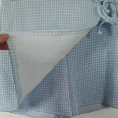 Sky blue and white gingham skort – Kiabi – Size S