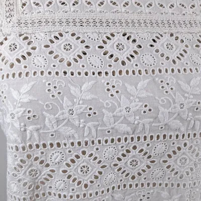 White Broderie Anglaise & Lace Blouse – Romantic Vintage Style – Size 40 (L)