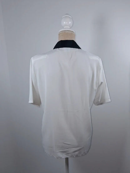 Chemisier blanc style marin rétro Canda (C&A) – Taille 40