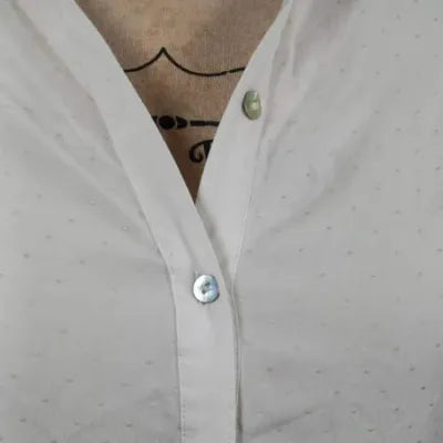 Miss Captain Shirt – White Dotted Swiss & Mother-of-pearl Buttons – Fitted – Size 38