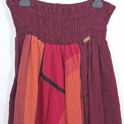 Sarouel court Nepalaya 100% coton – Bordeaux & orange – Taille XL