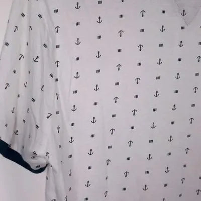Guess Slim Fit White Anchor Print Polo New - Size M/L