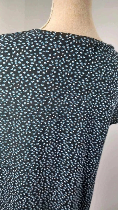 MANGO Fluid Polka Dot Top Navy & White - Size XS