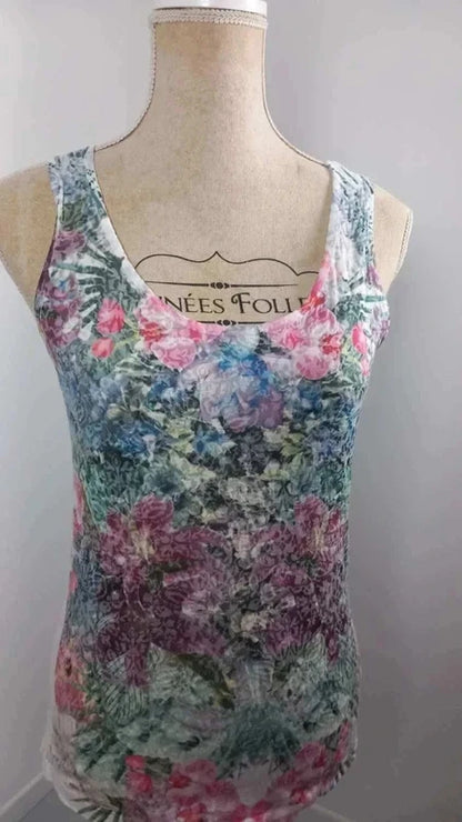 Romantic Floral Cami Top - Size M/L (UK 12/14) - Floral Print & Lace