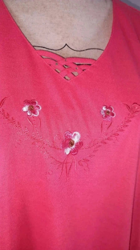 Lovely Coral/Pink Short Sleeve T-shirt - "Hoang Collection" XXXXL - Embroidery