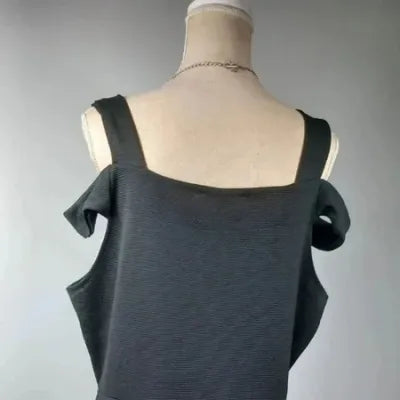 Robe Noire Épaules Dégagées Effet Gaufrette – Grande Taille – Taille 48-50 (22 UK)