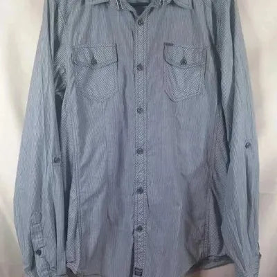 Men's Kaporal Jeans Grey & White Striped Shirt Size L - New