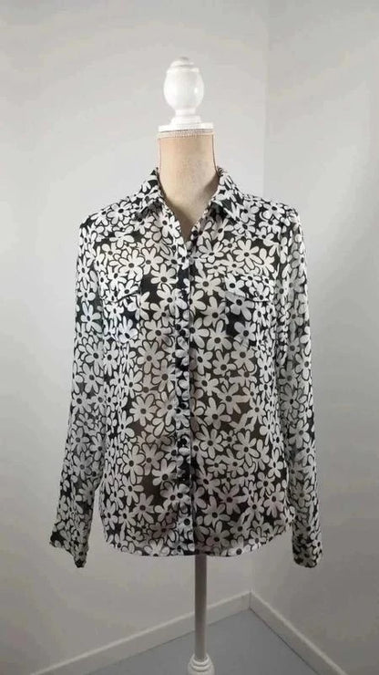 Chemise Fleurie Cache Cache – Noir & Blanc Taille 1 (S) NEUVE