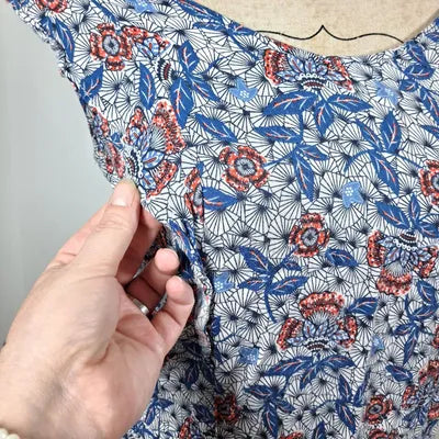 Promod blue & coral floral summer dress – Size 38/40 – Very good condition