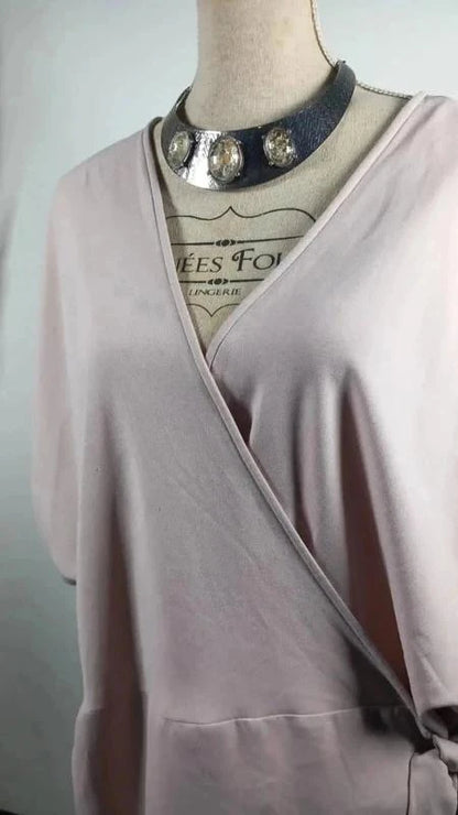 Blouse coeur croise style kimono rose poudré taille 54 marque New Look