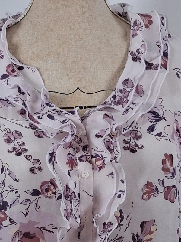 Daxon pink and purple floral fluid blouse – Size 46