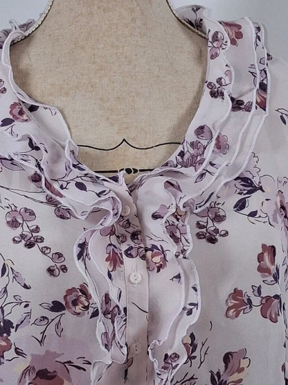 Daxon pink and purple floral fluid blouse – Size 46