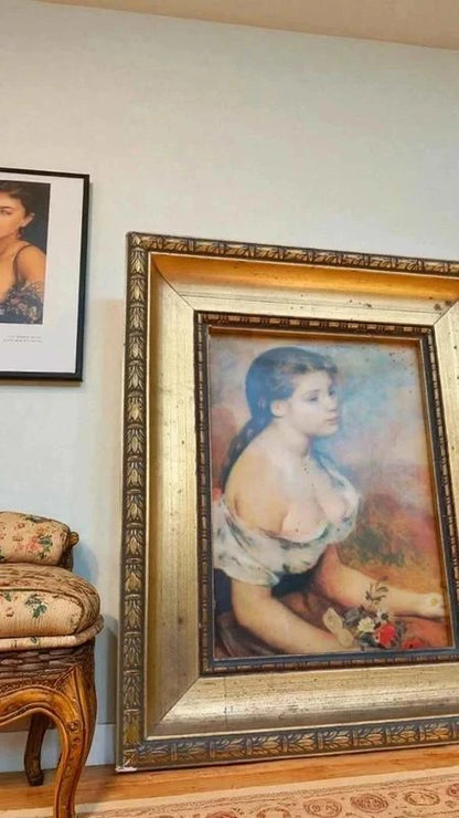 Renoir Reproduction "Young Girl with Flowers" - Braun & Co. 1961 Edition - Framed
