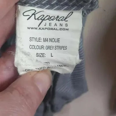 Men's Kaporal Jeans Grey & White Striped Shirt Size L - New