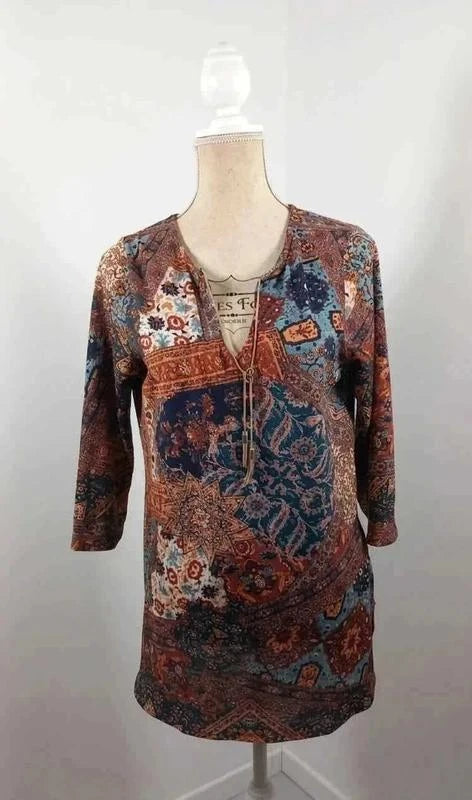 Tunique Bohème Camaïeu L - Motifs Ethniques & Détails Lacets