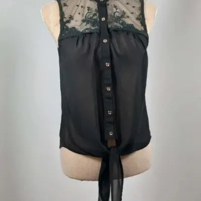 Black Sleeveless Lace & Tulle Top - Play In Collection - M/L - New