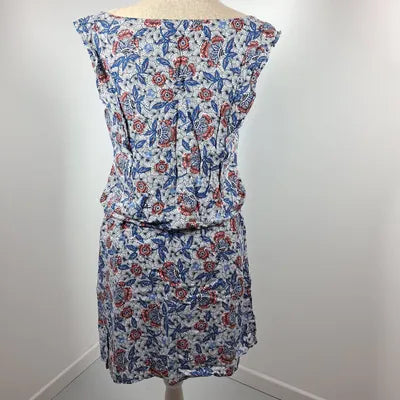 Promod blue & coral floral summer dress – Size 38/40 – Very good condition