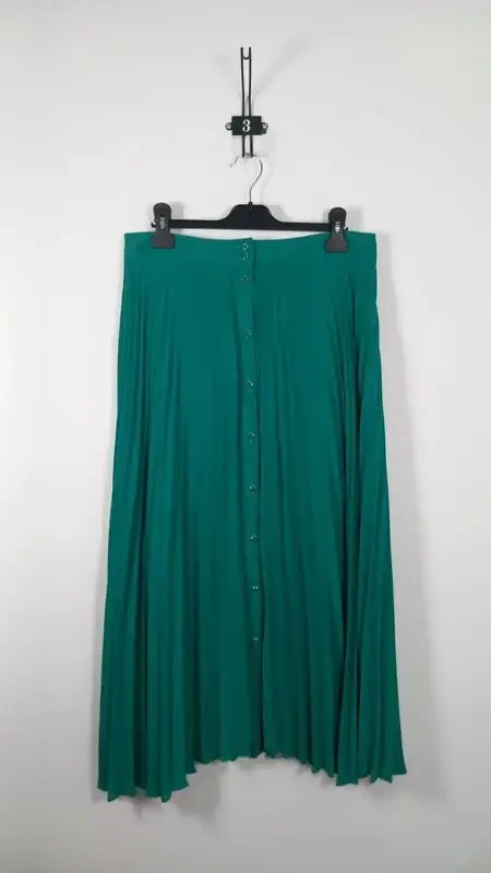 Jupe Longue Plissée Cache Cache – Vert Émeraude – Boutons Décoratifs – Taille 40