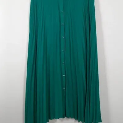 Jupe Longue Plissée Cache Cache – Vert Émeraude – Boutons Décoratifs – Taille 40