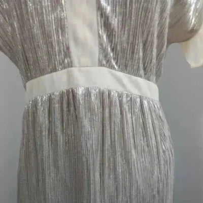Robe de Cocktail Naf Naf - Argentée & Plissée - Neuve (T36)