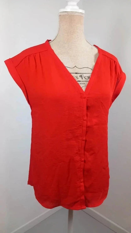 Top Chemisier Fluide Rouge Corail KIABI - Neuf - Taille S