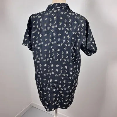 100% SILK Black Camaïeu Shirt with Asian print – Size 3 (US 8/10)