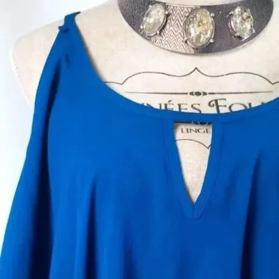 New Look Tunic – Royal Blue – Lace & Voile – Sleeveless – Bohemian Chic Style