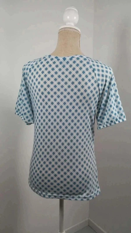 Top caroll vichy bleu et blanc à volants - taille 40 - très bon état