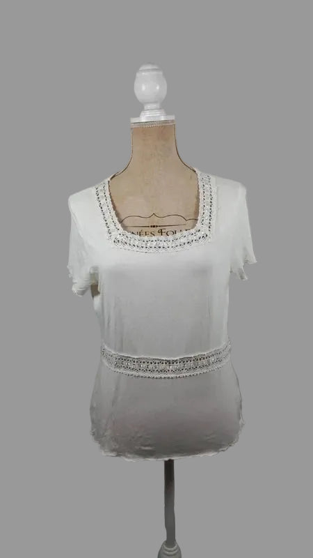 Haut Romantique Agnès Flo Blanc - Taille 44/46 - Très Bon État