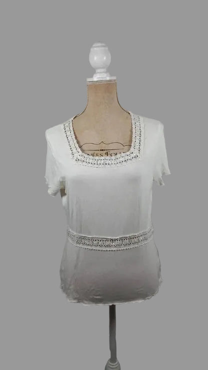 Haut Romantique Agnès Flo Blanc - Taille 44/46 - Très Bon État