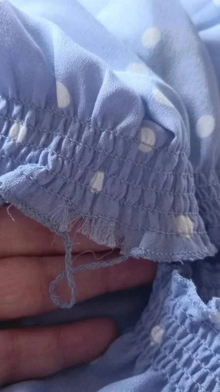 Tunique mauve bleutée à pois blanc