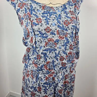 Promod blue & coral floral summer dress – Size 38/40 – Very good condition