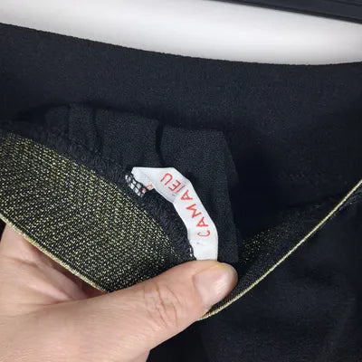 Jupe noire portefeuille Camaïeu – Taille S – Ceinture dorée