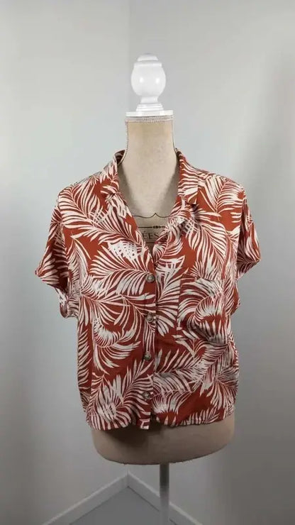 Petit Haut Fluide Primark - Taille 42 (XL) - Imprimé Tropical Terracotta & Blanc