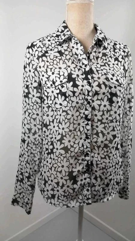 Chemise Fleurie Cache Cache – Noir & Blanc Taille 1 (S) NEUVE