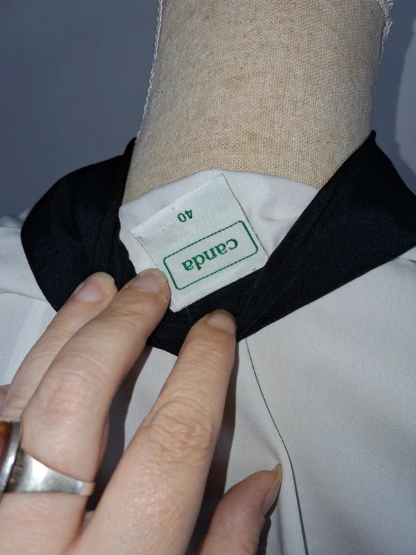 Chemisier blanc style marin rétro Canda (C&A) – Taille 40