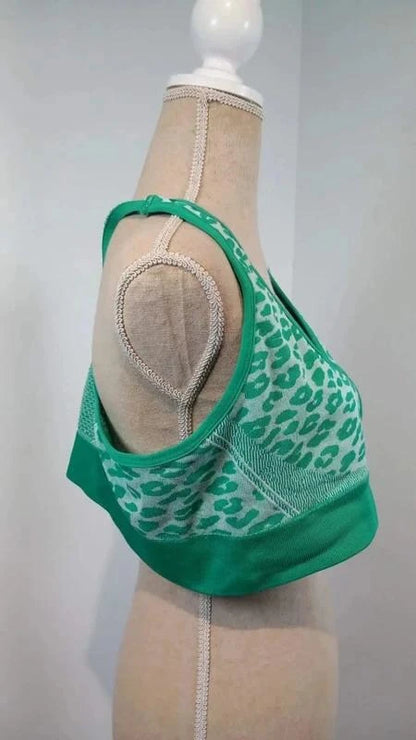 Brassière sport grand maintien 6xl neuve - motif léopard vert fluo