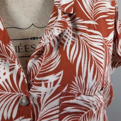 Petit Haut Fluide Primark - Taille 42 (XL) - Imprimé Tropical Terracotta & Blanc
