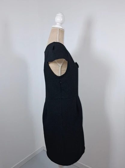 Robe noire texturée Camaïeu – Décolleté V au dos avec nœud – Taille 38
