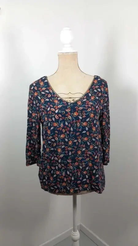 Promod Paisley Print Tunic - Size 38 - V-neck & Detailed Back