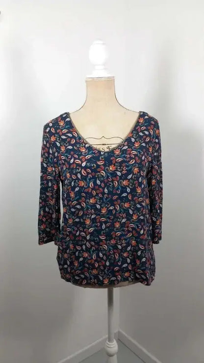 Promod Paisley Print Tunic - Size 38 - V-neck & Detailed Back