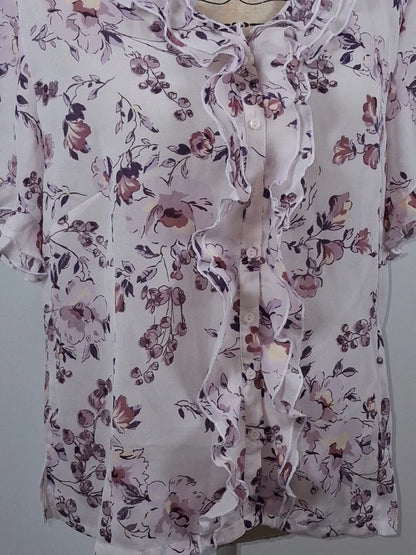Daxon pink and purple floral fluid blouse – Size 46