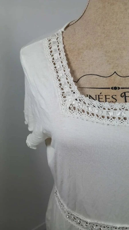 Haut Romantique Agnès Flo Blanc - Taille 44/46 - Très Bon État